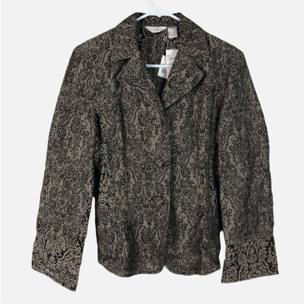 J. Jill Vintage Romantic Victorian Jacquard Floral Jacket Size 12